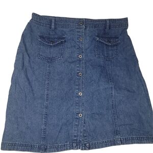 Jessica Petites Button-Front Skirt Lightweight Classic Blue Size 10P